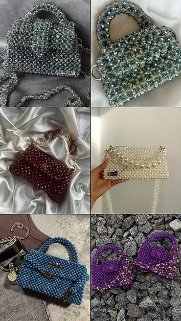 abş çəkmələri: Bəzəkli muncuq çanta - Material: şəffaf parıltılı akril muncuqlar və — 2