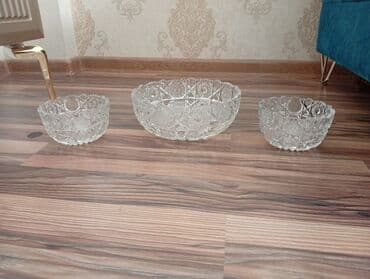 тап аз продажа посуди: Qədimi Xrustal dest.boyuk meyvə qabı ve 2eded konfet qabı .ayrılıqda — 3