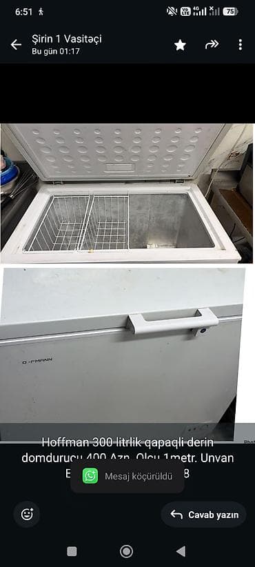 Hoffman 300 litrlik qapaqli derin domdurucu 400 Azn. Olcu 1metr. Unvan