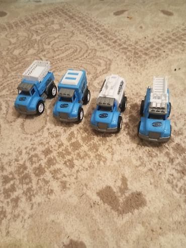 машины для детей: Uşaq oyuncağı – 4 ədəd mavi servis maşınları dəsti - Rəng — 1