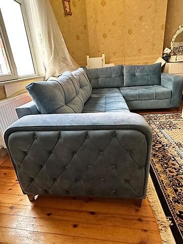 kafe divan: Künc divan, İşlənmiş, Açılan, Bazalı, Vеlur parça — 1