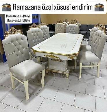 stol ev ucun: Dördbucaq masa, Qonaq otağı üçün, 6 nəfər, Açılmayan, Azərbaycan, 1 il zəmanət — 4