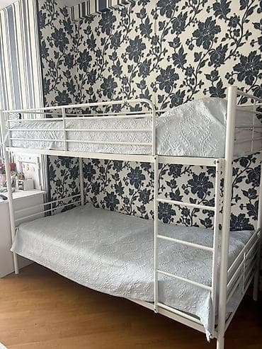 Oğlan və qız üçün, İşlənmiş, Çarpayı, Matras ilə, Siyirməsiz, Dəmir — 3