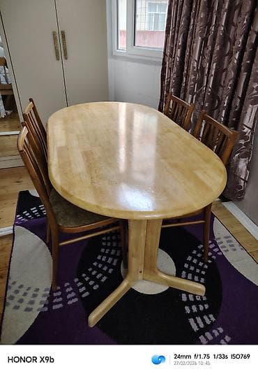 kuxna stol: Qonaq masası, Açılmayan, Taxta, Oval masa — 1