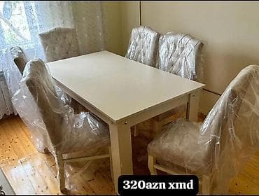 dosek matras satisi: 6 nəfərlik yemək masası dəsti - Komplekt: 1 masa + 6 yumşaq — 2