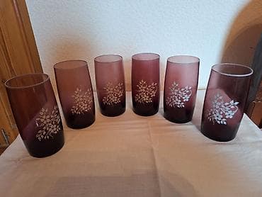 dondurma qablari: Stəkanlar, rəng - Bənövşəyi, Şüşə, 6 ədədli dəst, SSRİ — 3