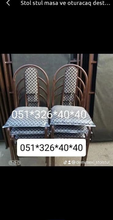 stol stul işlenmiş: Yeni, Sadə stul, Metal, Azərbaycan — 12