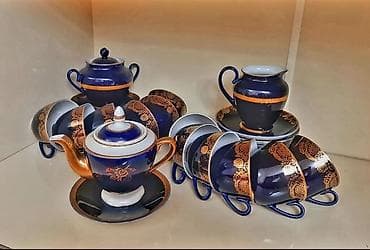 Çay dəsti, rəng - Göy, Farfor, 12 nəfərlik — 1