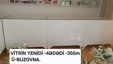 Ağ rəngli vitrin modulları – 4 ədəd - Üst hissə şüşə ilə örtülüb — 1