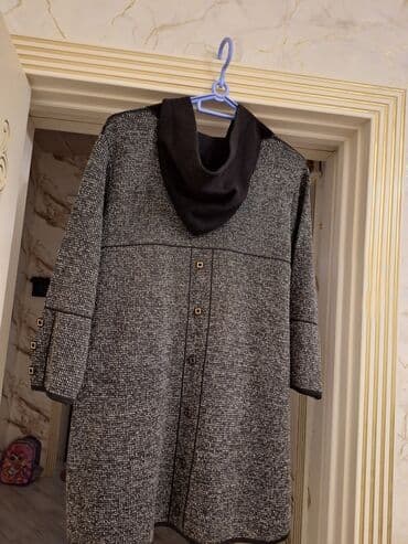 cins koynek: Qadın palto/kardiqan - Rəng: qrafit boz-qarışıq naxış, qara — 2