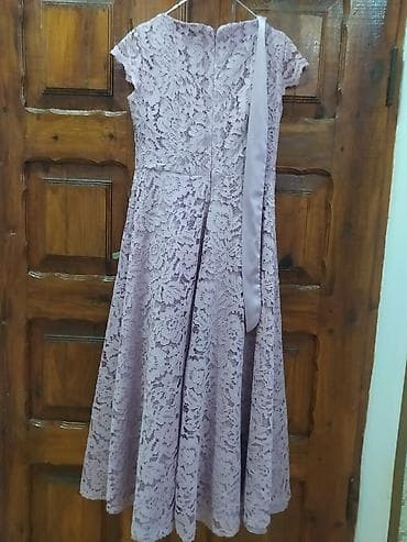 Женская одежда: Mauve/lilalı rəngdə zərif krujeva qadın paltarı. - Model: A-kesim — 1