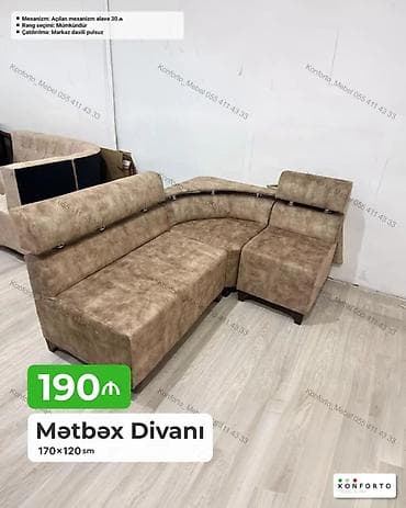 Divanlar: Mətbəx divanı – 170×120 sm - Forma: L-tipli künc divanı, modul — 1