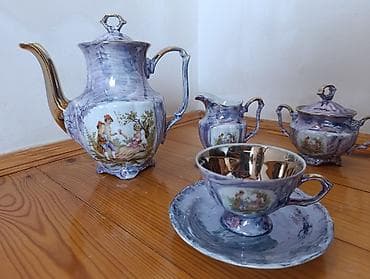 cay termosu: Çay dəsti, rəng - Bənövşəyi, Farfor, 6 nəfərlik, Polşa — 2