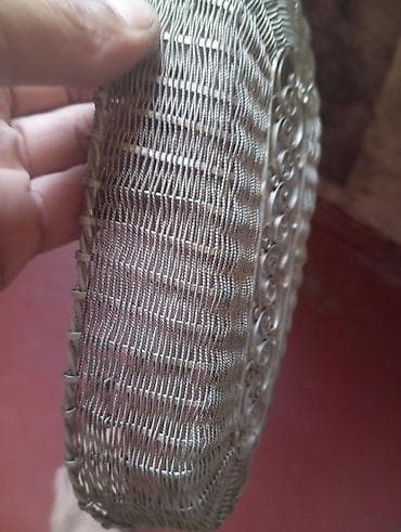 nur corək: Tel hörgülü oval səbət - Material: nazik metal tel (gümüşü rəng), əl — 1