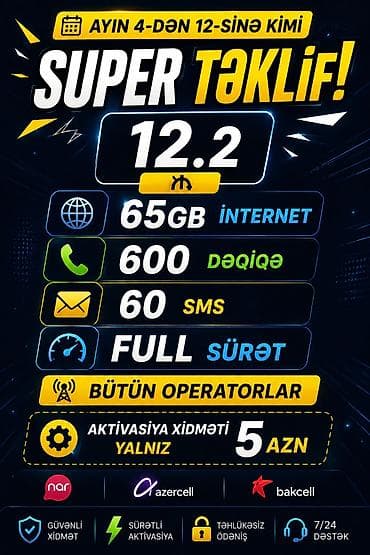 bakcell 99 nomre sifarisi: Super Təklif – 12.2 kampaniyası • 65 GB internet • 600 dəqiqə zəng — 1