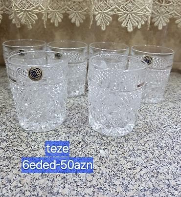kendir: Mətbəx qab-qacaq dəsti - 6 ədəd şampan/kokteyl bokalı – şüşə, qızılı — 9