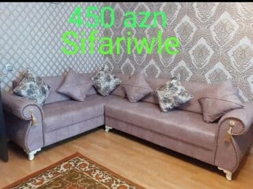 кресло кровать в баку цены: Угловой диван, Для гостиной, Ткань, Без подьемного механизма, Нераскладной — 1