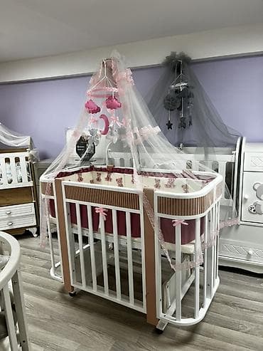mebel trimo: Uşaq beşiyi və aksesuar dəsti - Material: möhkəm ağac konstruksiya — 1