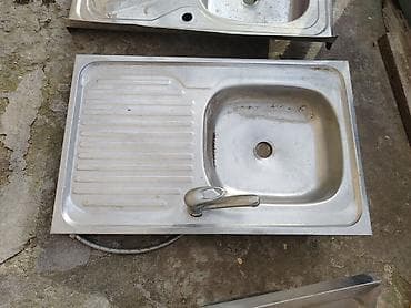 İşlənmiş Düzbucaqlı Mətbəx çanağı, Şkafsız, Paslanmaz polad