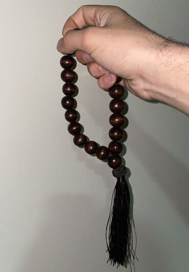 бусы из натурального камня: Qəhvəyi ağac təsbeh – püsküllü - Material: tünd qəhvəyi rəngli — 6