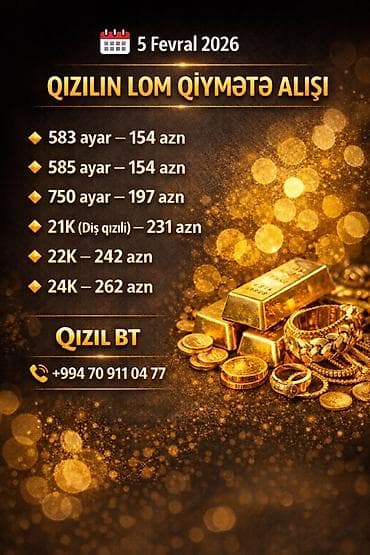 Qızılın lom qiymətə alışı – QIZIL BT Tarix: 5 Fevral 2026 Alış
