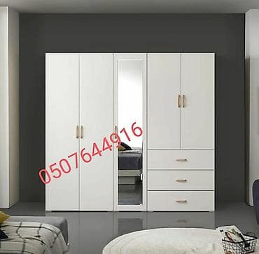 skaf satilir: Yeni, 3 qapılı, Güzgülü, Bej, Digər material, Açılan, Düz dolab — 6