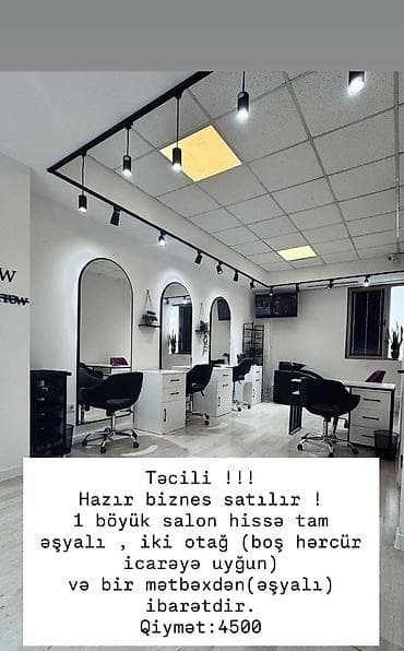 Hazır biznes: Hazır salon biznesi satılır 4500 AZN-ə.Ünvan Sumqayıt (² — 1