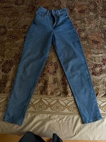 Qadın cins şalvarları – 2 model dəsti 1) Açıq mavi mom/straight