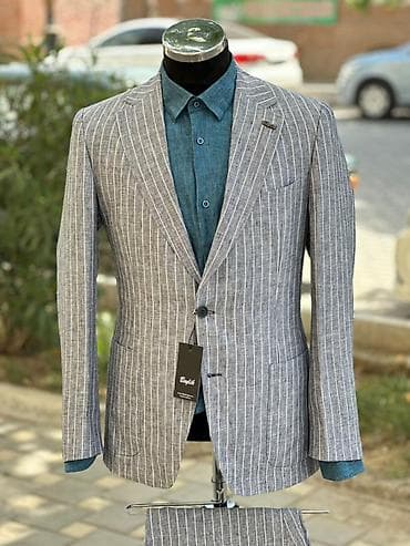 yun svitertlər: Kişi kostyum dəsti – zolaqlı, açıq boz tonlarda - Stil: Klassik — 8
