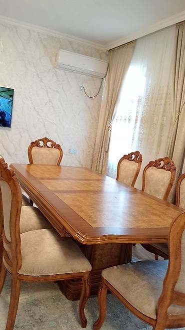 ucuz stol: Qonaq otağı üçün, Yeni, Açılmayan, Dördbucaq masa, 8 stul — 5