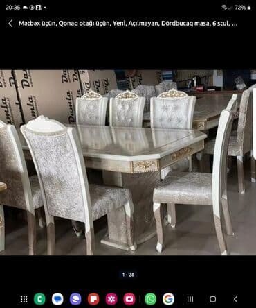 ders masaları: Qonaq otağı üçün, Yeni, Açılmayan, Dördbucaq masa, 6 stul — 5