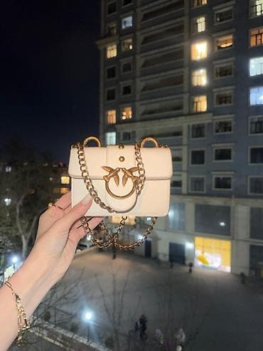 Zərif mini çiyin/çapraz çanta – krem rəngi - Material: hamar