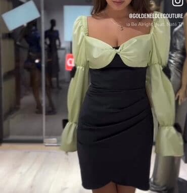 мери детокс чай отзывы: Şık mini gecə paltarı - Rəng: qara və açıq yaşıl kombinasiyası - — 5