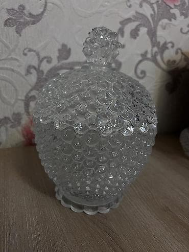 pol kraskasi: Metbex ucun teze hamsii - Şüşə dekorativ qab: Qapaqlı, naxışlı — 1