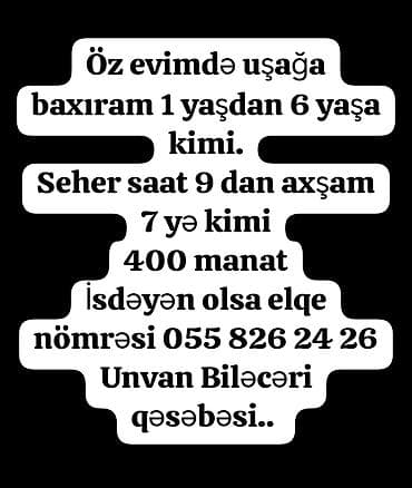 Uşaqlara baxım xidməti - 1–6 yaş arası uşaqlar üçün qayğı və nəzarət