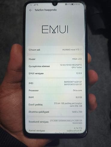 z flip 4: Huawei nova Y71, 256 GB, rəng - Qara, Barmaq izi, Face ID — 3