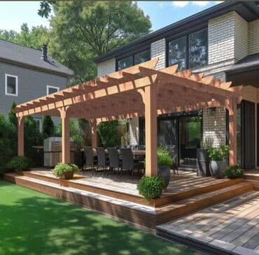 faizsiz kreditle mebeller: Taxta konstruksiyalı pergola açıq havada istirahət sahələri üçün ideal — 1