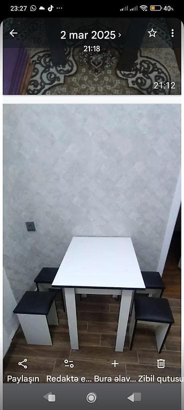 yeni il sufresi: Mətbəx üçün, Açılmayan, Kvadrat masa, 4 stul — 3