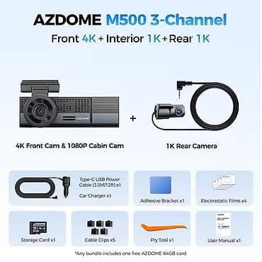 Видеорегистраторы: Videoqeydiyyatçı Azdome M500 3 Kameralı Videoqeydiyyatçı – Tam — 7