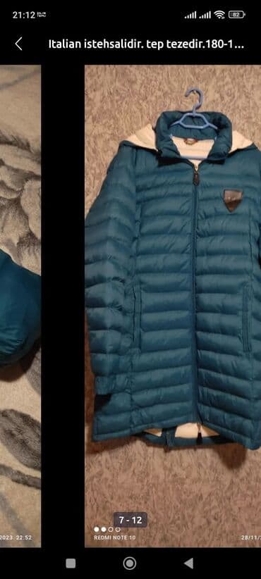 uzun kurtqa: Göylə mavi rənglərinin qarışığı çalarlı, uzun qollu unisex puffer — 6