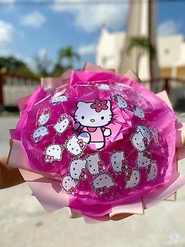 muellime aid sekiller: Məhsul: Tematik bəzəkli buket - Dizayn: Parlaq çəhrayı və açıq — 1