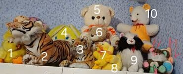 yumşaq oyuncaqlardan çələng: Bu yumşaq oyuncaqlar dəsti müxtəlif heyvan fiqurlarını əhatə edir — 1