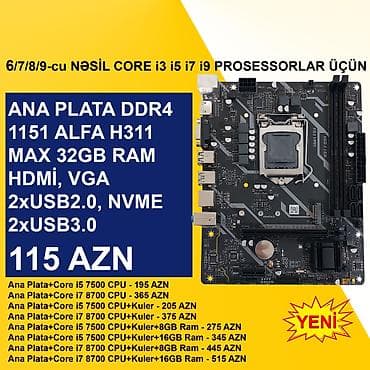 pentium komputer: Kompüter üçün Ana Platalar ⭐DDR3 LGA 1155 Alfa H61 (Yeni) - 55 AZN — 5