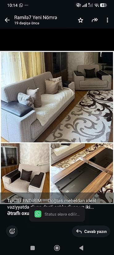 TƏCİLİ ENDİRİM!!!!!Doğtas mebeldən ideal vəziyyətdə divan dəsti