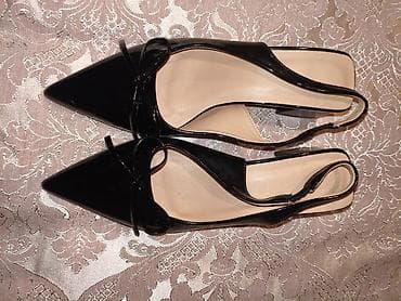 Tuflilər: Qadın üçün laklı slingback tuflilər - Rəng: qara, yüksək parıltılı — 2