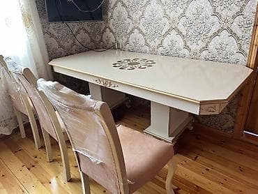 qaşıq çəngəl dəsti: Qonaq otağı üçün, Açılmayan, Dördbucaq masa, 4 stul — 3