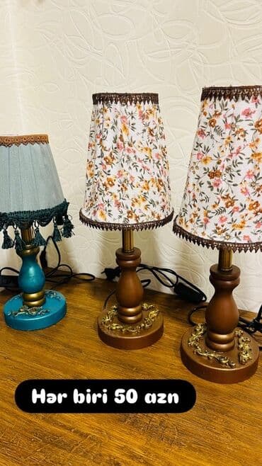 yataq ortukleri: Masaüstü dekorativ lampalar – müxtəlif modellər və materiallar - — 1