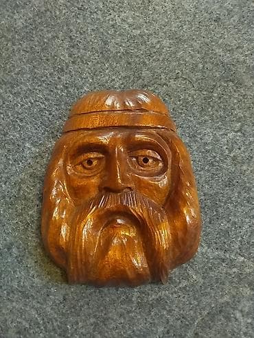 farfor figurlar: Taxta oyma divar maskası – “Qoca” obrazı - Material: bərk ağac — 3