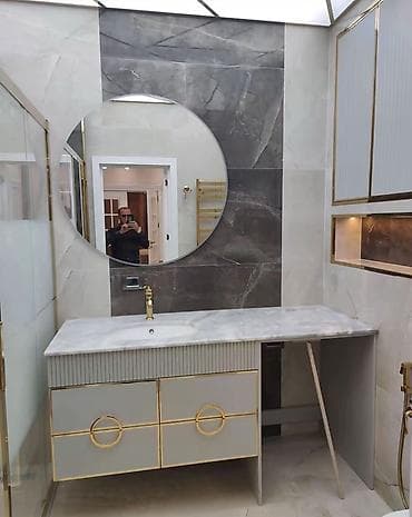 pol parket: Hamam üçün modern mebel dəstləri - Dizayn: Minimal və zərif xətlər — 1