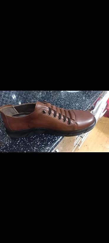 ayaqqabı 38р: Kişi gündəlik ayaqqabısı – qəhvəyi rəng - Model: bağlamalı, 6 cüt — 1